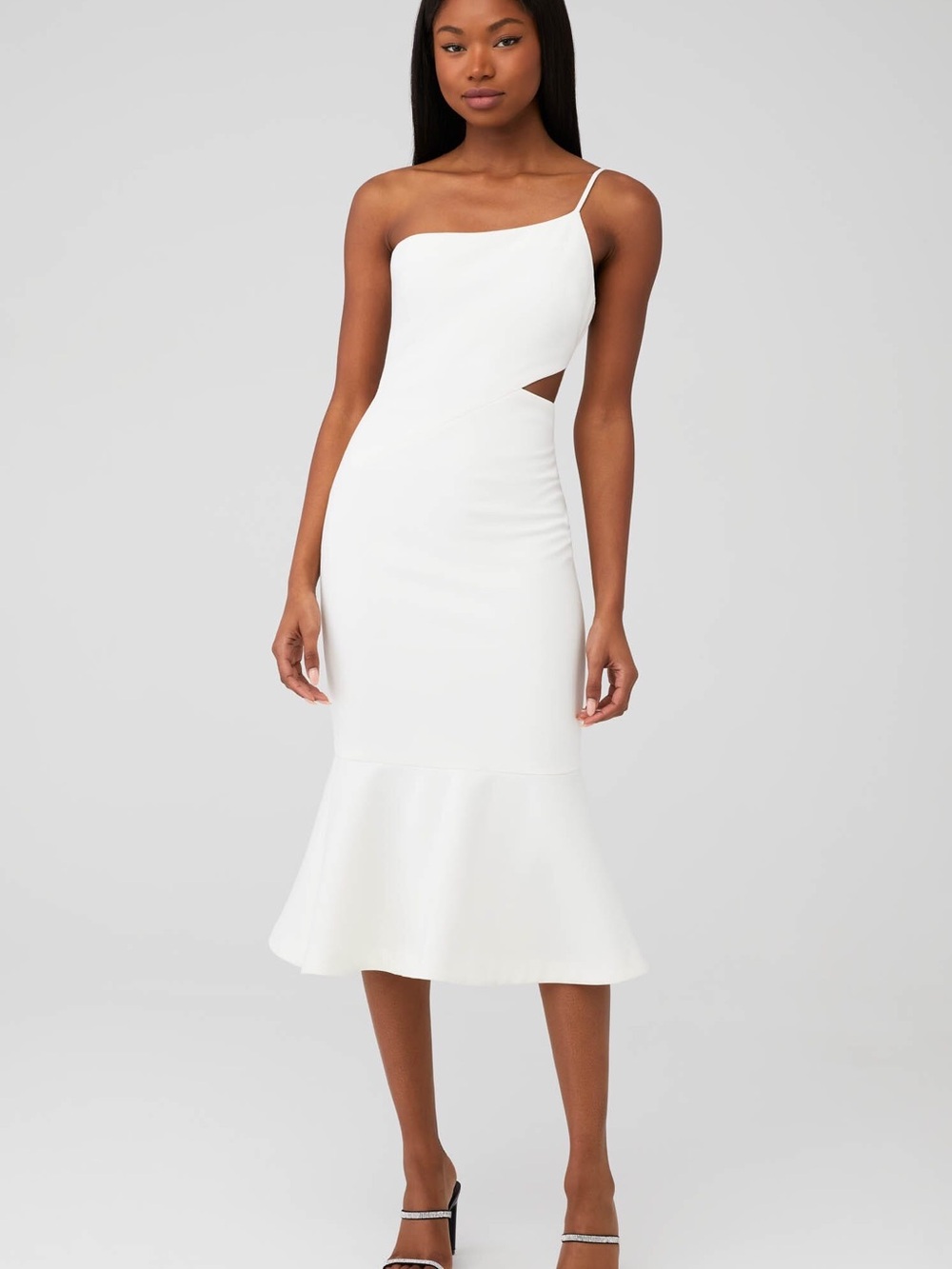 New LIKELY Midi Fina Dress white One-Shoulder Midi Mermaid Dress